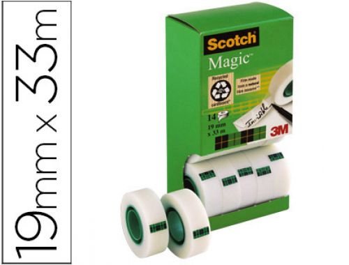 Fita adesiva scotch magic 19mm x 33 mt pack de 14 rolos com dispensador de cartao , Scotch , 75618 , 4046719071371